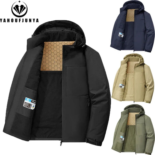 Winter Men Fleece Warm jacket Outdoor Windproof Detachable Hooded Jacket Men Waterproof