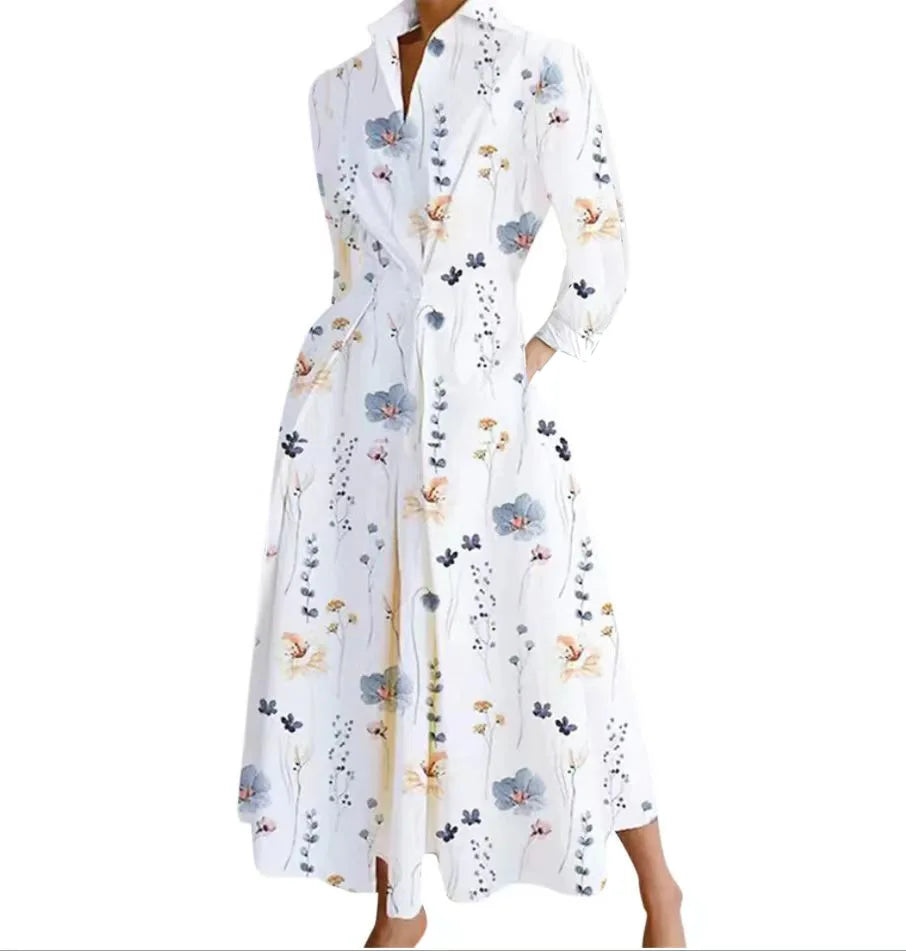 Dresses For Women 2025 Elegant Party Summer Casual Shrit Dress Fashion Polka Polka Dot V-neck Print Loose Button Up Vestidos