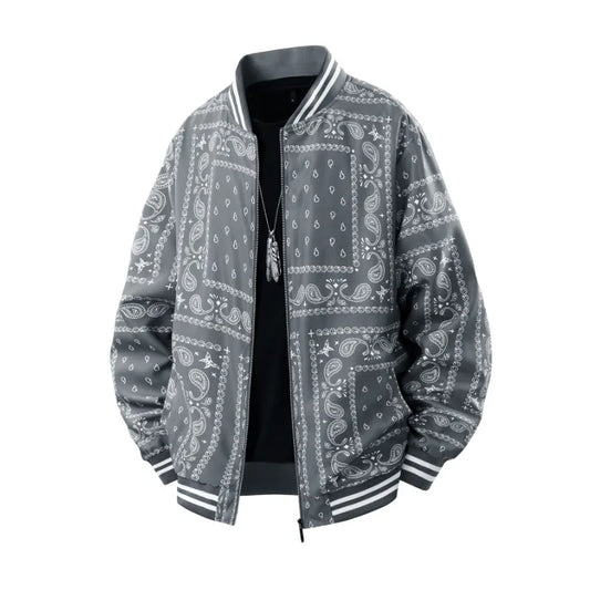 Mens Oversized Jacket Retro Jacquard Painting Loose Vintage Coats Man Outerwear