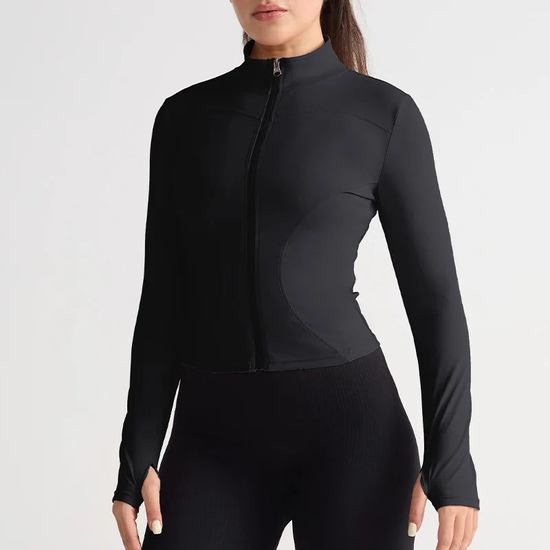 1pcs Women's Fitness Sports Jacket Zipper Long-sleeved Yoga Top Gym Running Training Yoga Clothes Quick-drying Breathable Top