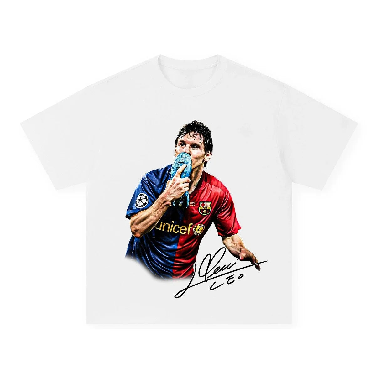 2025 Lionel Messi Barcelona American Football Vintage Print Loose Fashion Brand Personality Cotton Short Sleeve T-shirt