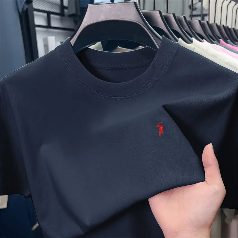 100% cotton men's short-sleeved T-shirt, fashionable brand Paul Boni printed summer new high-end comfortable casual round-neck t