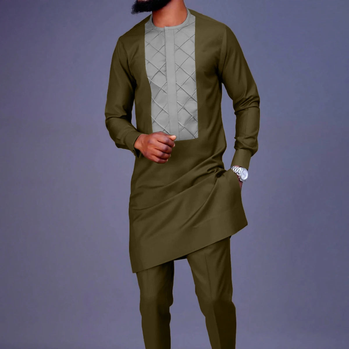 Mans Tracksuits Suits Set Kaftan Embroidered Long Sleeve Tops Pants 2Pcs Set Outfits Wedding Wear African Ethnic Casual Clothing