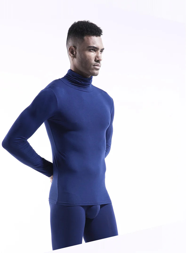 Winter Fashion Thermal Underwear Men Turtleneck T-shirts Long Sleeve Man Thermal T-shirt Men Sports First Layer Male Warm Coats