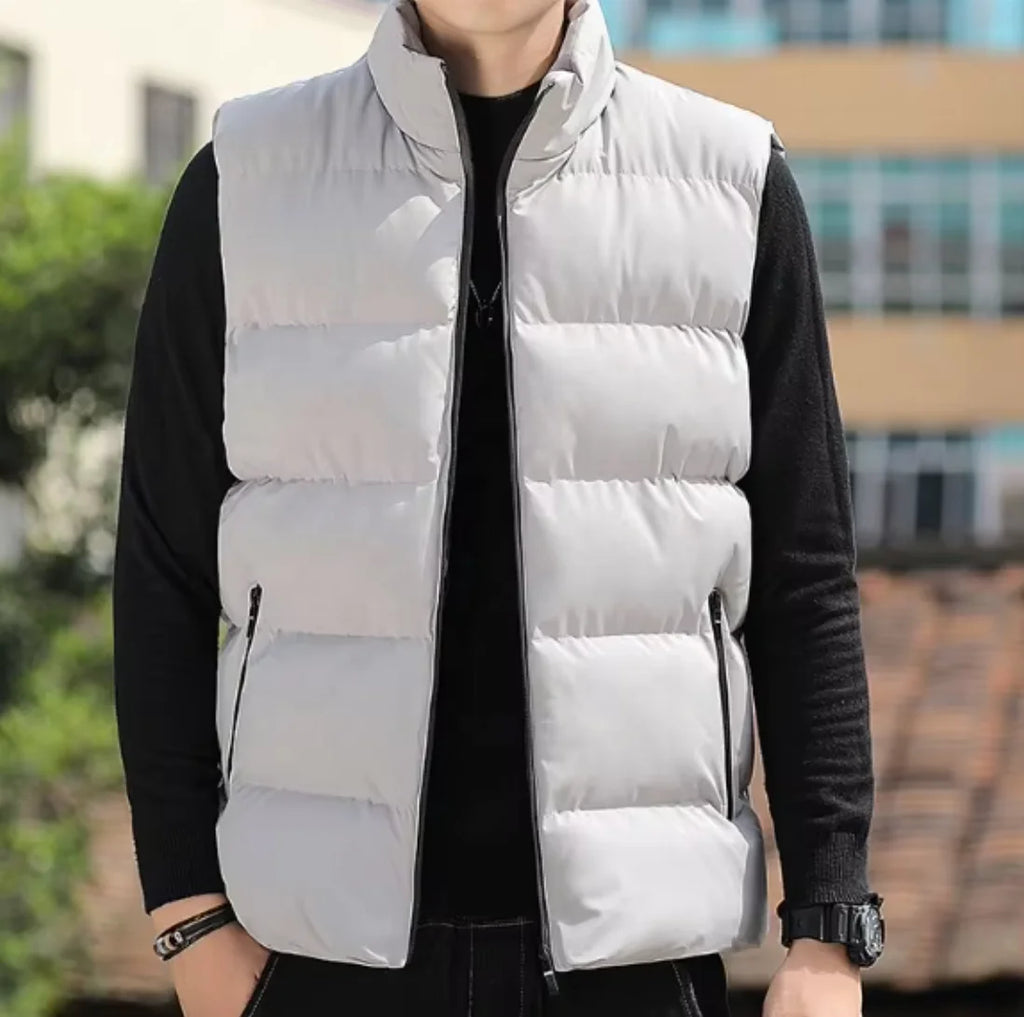 2025 New Arrival Men Vest Jacket - Stand Collar Padded Waistcoat with Windproof Design (Winter Autumn Sleeveless Jacket)