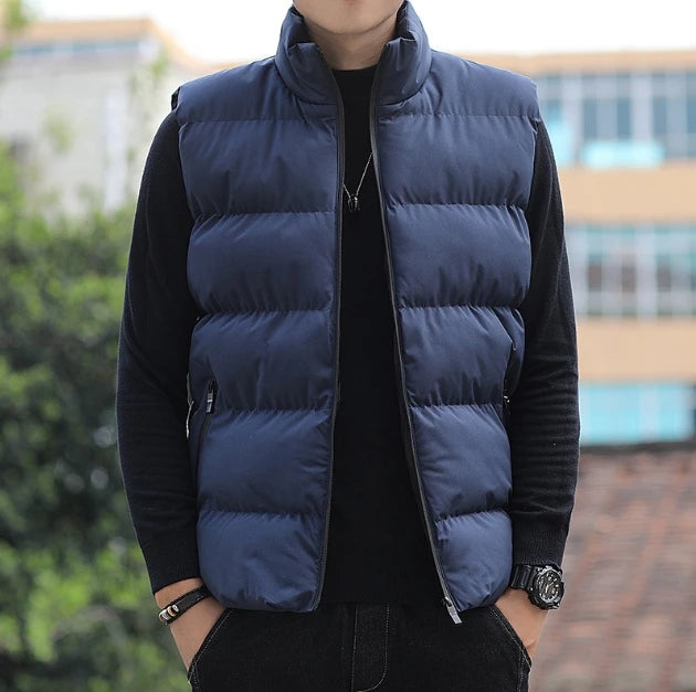 2025 New Arrival Men Vest Jacket - Stand Collar Padded Waistcoat with Windproof Design (Winter Autumn Sleeveless Jacket)