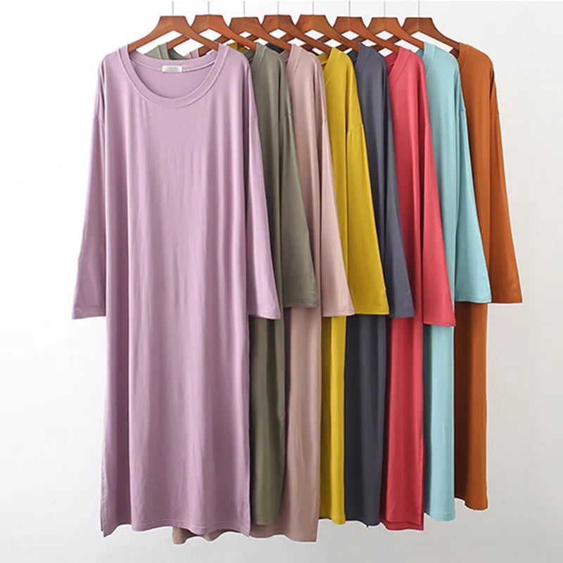 Winter Nightdress Women Cotton Long Sleeve Nightgown Comfortable Loose Sleepwear Spring Autumn Night Shirt