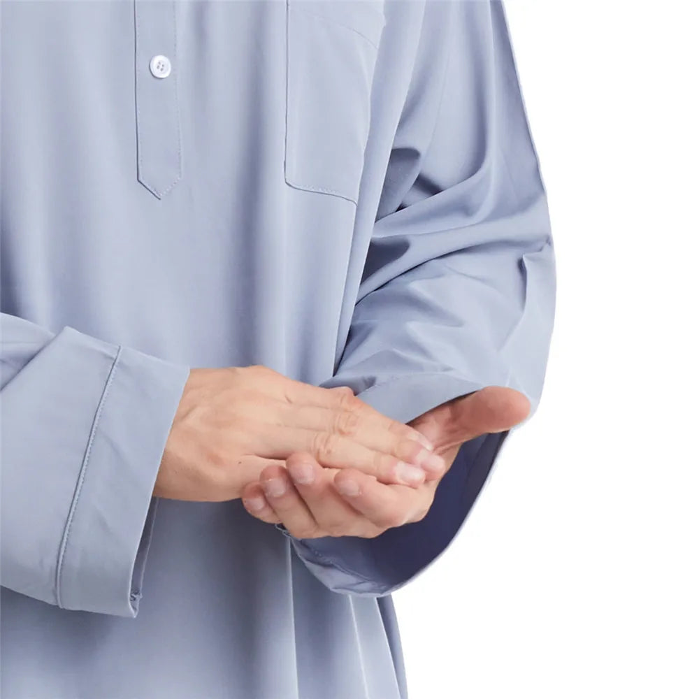 Men Jubba Thobe  Two Pieces Set For Male Pakistan Dubai Saudi Abaya Prayer Islamic Clothing Worship Suit Arabic Ramadan