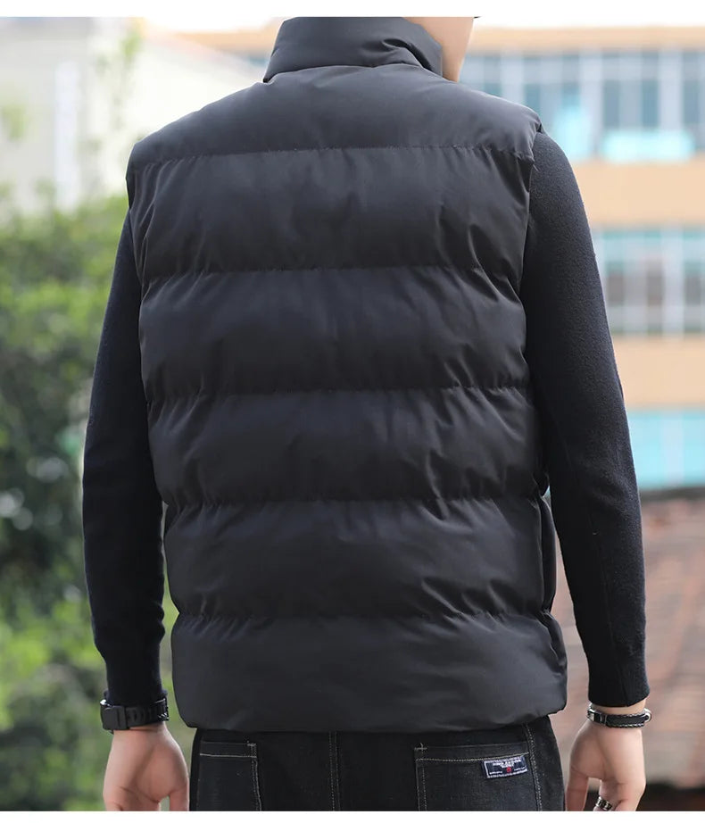 2025 New Arrival Men Vest Jacket - Stand Collar Padded Waistcoat with Windproof Design (Winter Autumn Sleeveless Jacket)