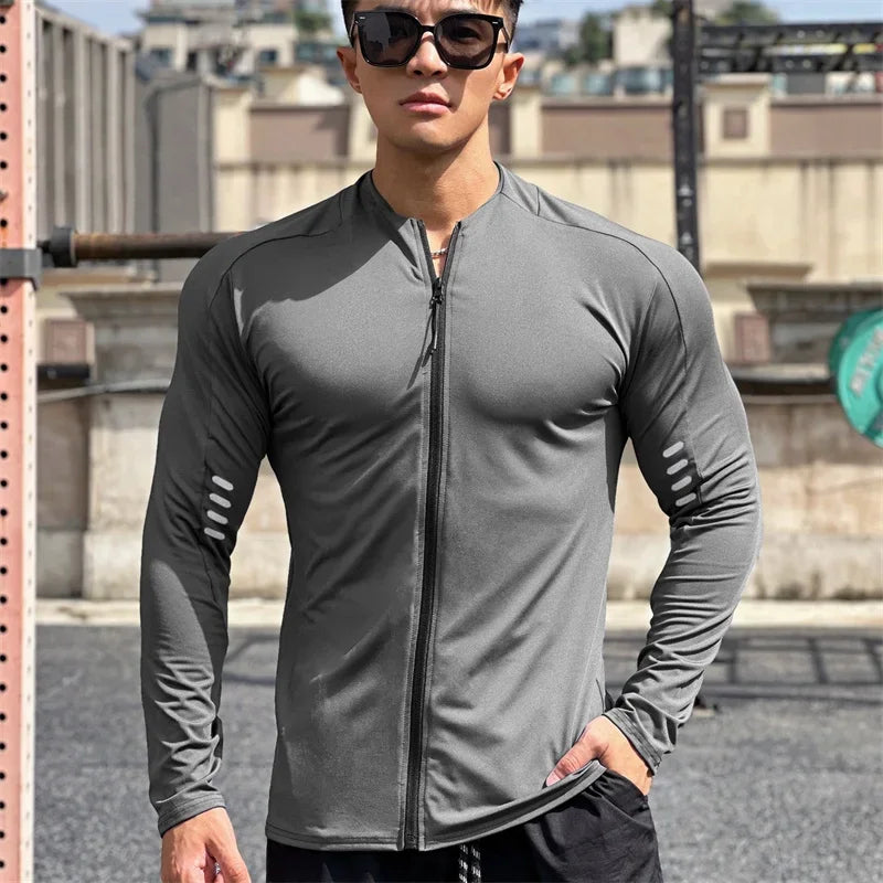 spring autumn Jacket Men Fitness Sportswear Gym Training  Cardigan zipper