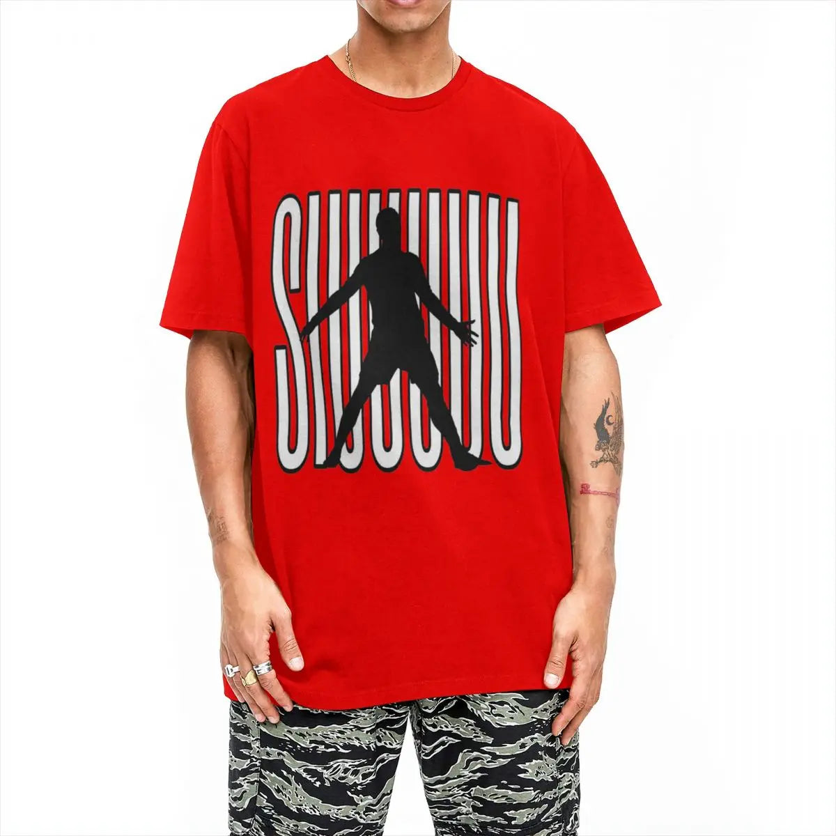 Siuuu CR7 Cristianoed Ronaldoed Funny T-Shirt Summer Y2K T Shirts 100% Cotton Popular Tee Shirt For Adult Short Sleeve DIY Tops