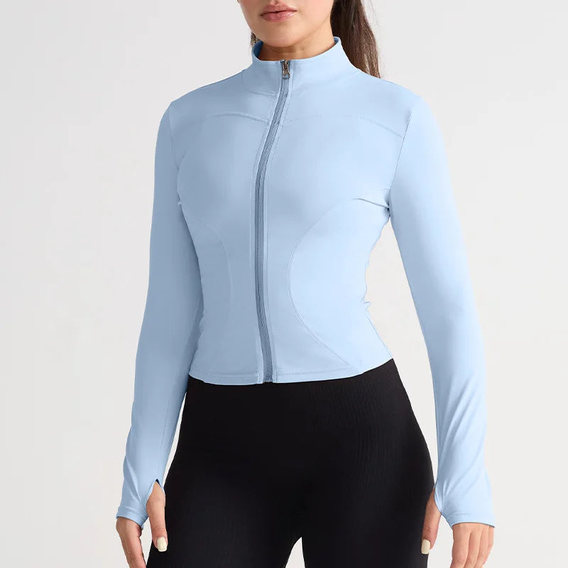 1pcs Women's Fitness Sports Jacket Zipper Long-sleeved Yoga Top Gym Running Training Yoga Clothes Quick-drying Breathable Top