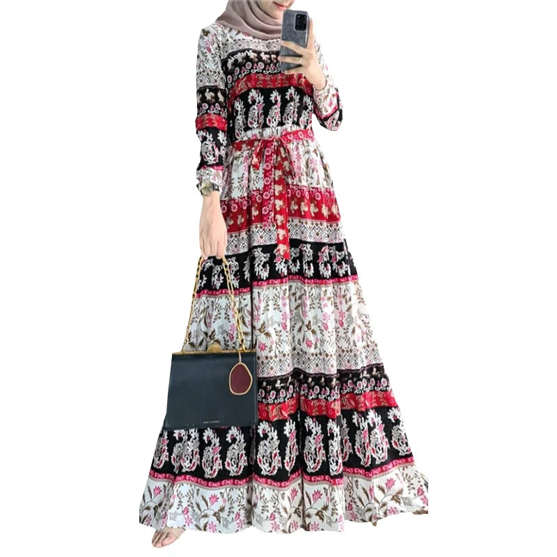 ZANZEA Bohemian Abaya Women Elegant  Stylish Floral Printed Maxi Dresses Casual Loose Ramadan Vestidos Kaftan 2024