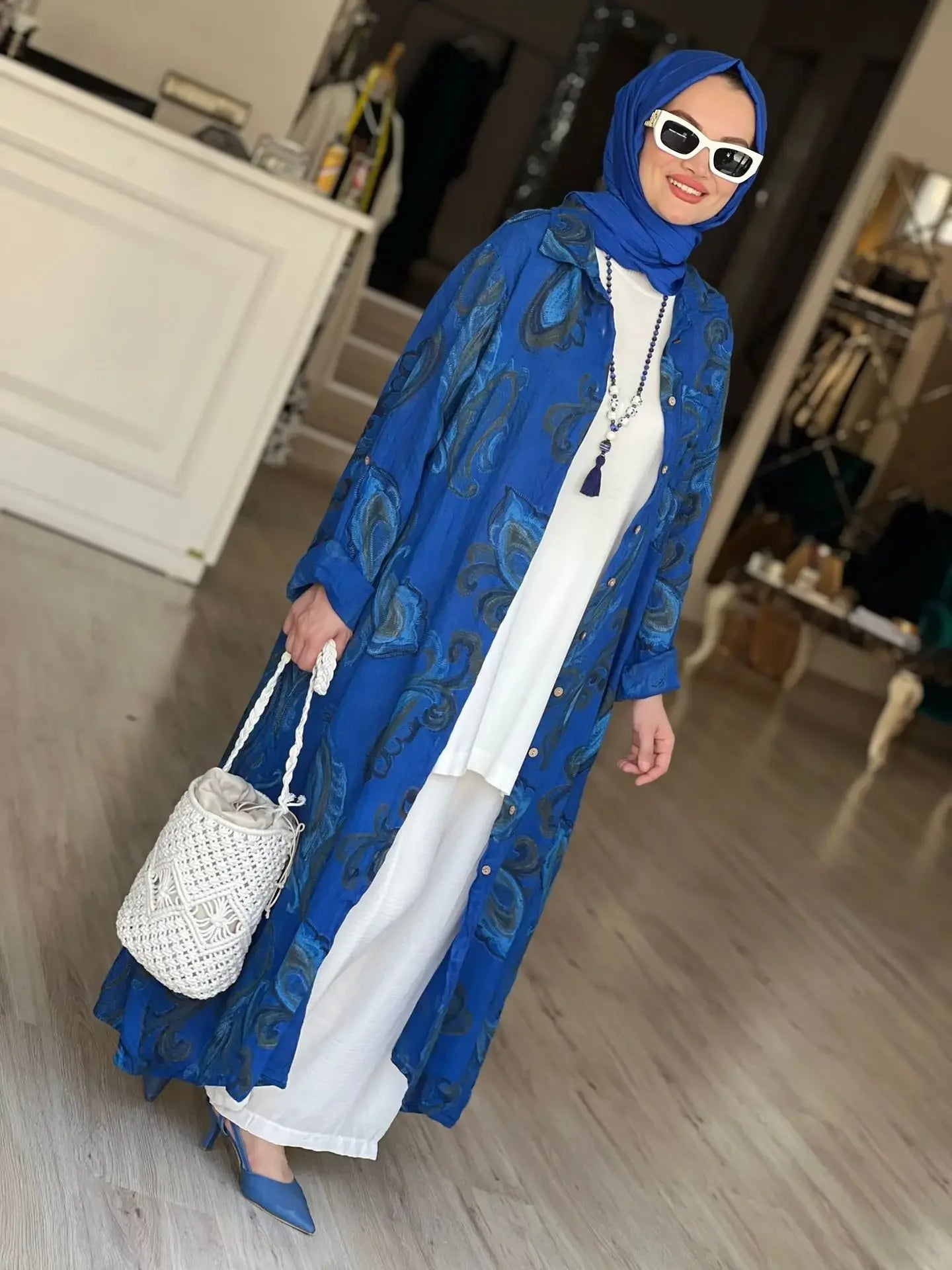 Women Print abaya  Cardigan Robe Jalabiya   Breasted Dresses Open Abayas Arab Kaftan