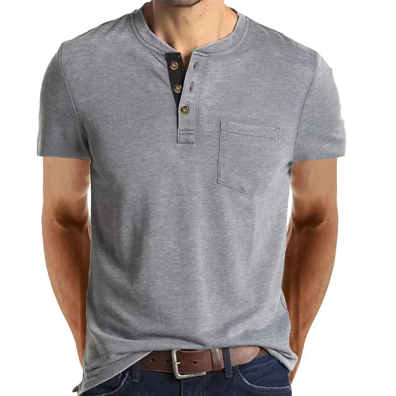 Men's T-Shirt Henley Collar Design Slim