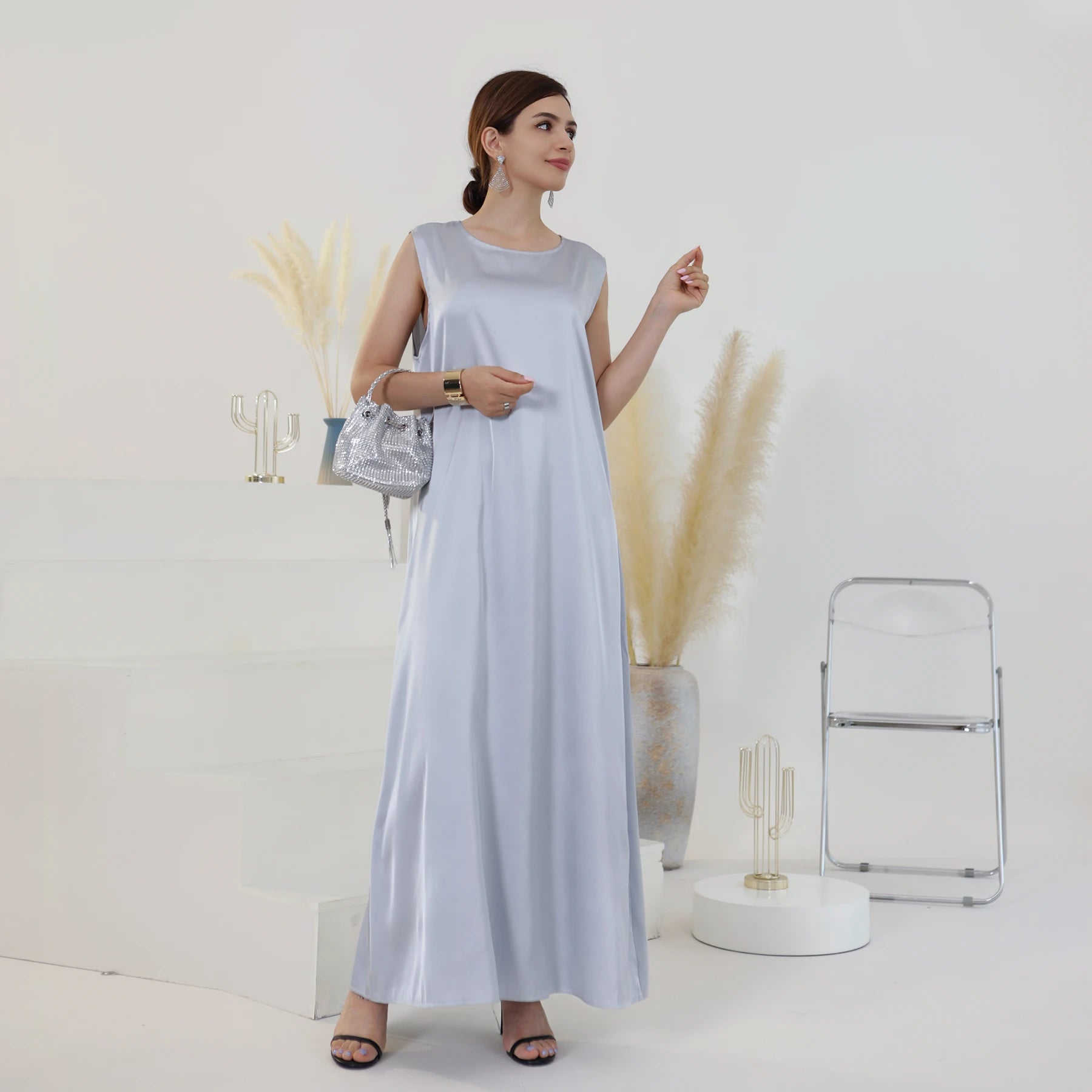 White Inner Dress Clothing For Women Dubai Abaya Arabic Muslim Dress Robe