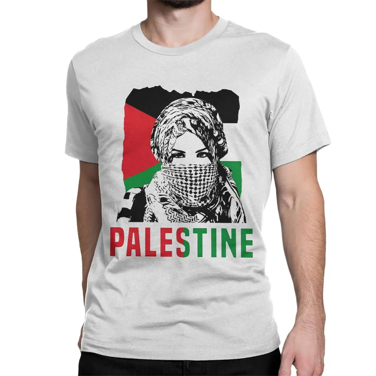 Men Women Shemagh Palestine T Shirts Arabic Hatta Kufiya Keffiyeh Cotton Tops  Short Sleeve O Neck Tees Party T-Shirts