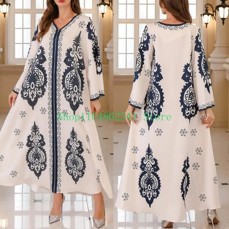 Women  Dress Embroidered Robes Dress Full Cover Middle East
