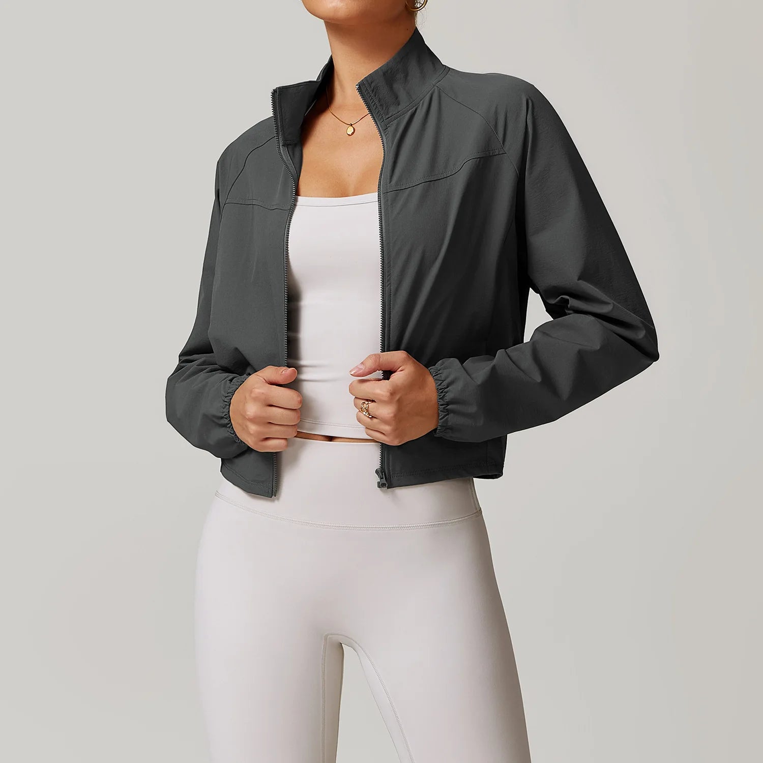 Women's Jacket Long Sleeved Outdoor Fitness Coat Yoga Crop Tops Gym Clothes Sports Tops Jacket