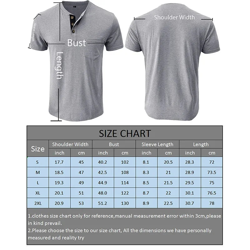 Men's T-Shirt Henley Collar Design Slim