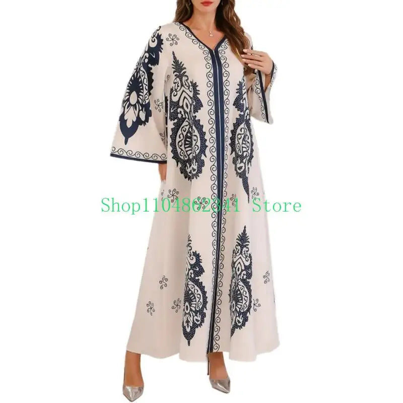 Women  Dress Embroidered Robes Dress Full Cover Middle East