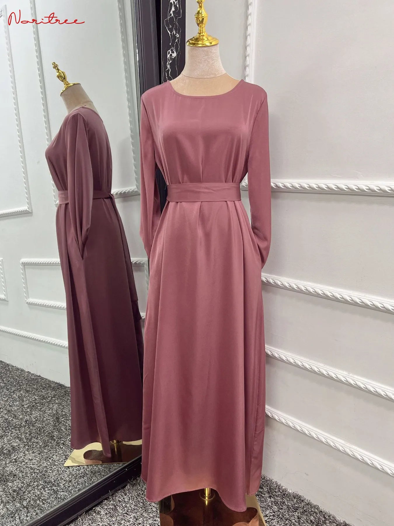 Fashion Sliky  Dress Dubai Full Length Flare Sleeved Soft Abaya 2025