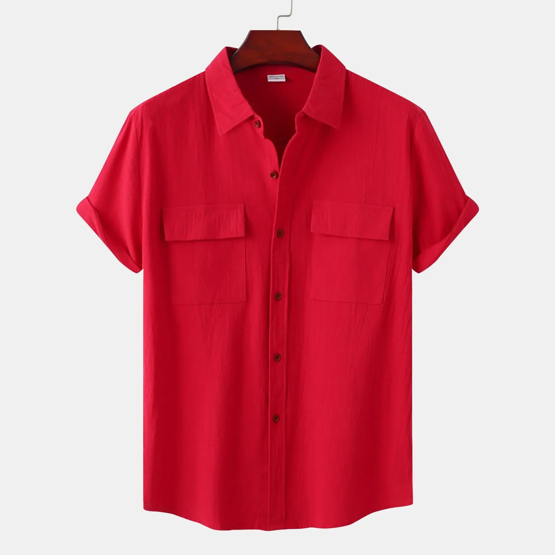 Men's Linen T Shirts Fashion Tiki Blouses cotton