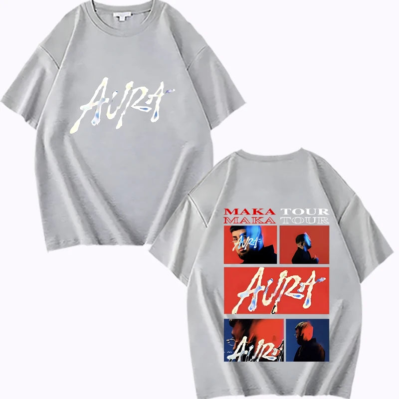Rapper Maka Aura 2025 Tour Merch T Shirts  men women Oversized 100% Cotton Hot sale short sleeve Summer  Unisex plus size tops
