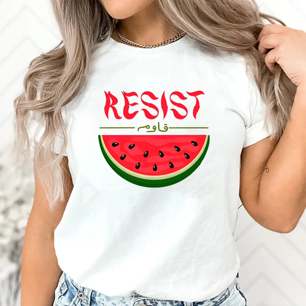 Watermelon Palestine Resist Shirts This Is Not A Watermelon Shirt Human Rights Tee Watermelon Flag Tshirt Trendy Unisex Short Sleeves Tops
