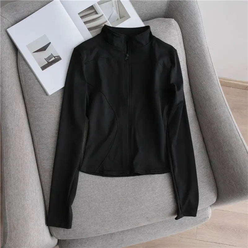 1pcs Women's Fitness Sports Jacket Zipper Long-sleeved Yoga Top Gym Running Training Yoga Clothes Quick-drying Breathable Top