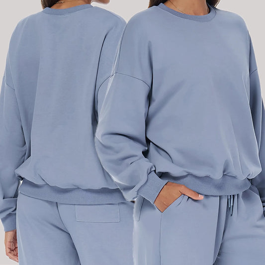 Winter Sports Women loose and Casual Round Neck Long Sleeved. t shirt  Fashionable VersatileRunning