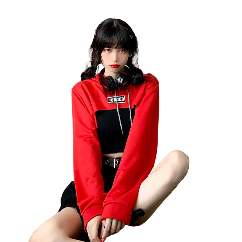 Shop Sleek Hoodies Women Loose Short Belly