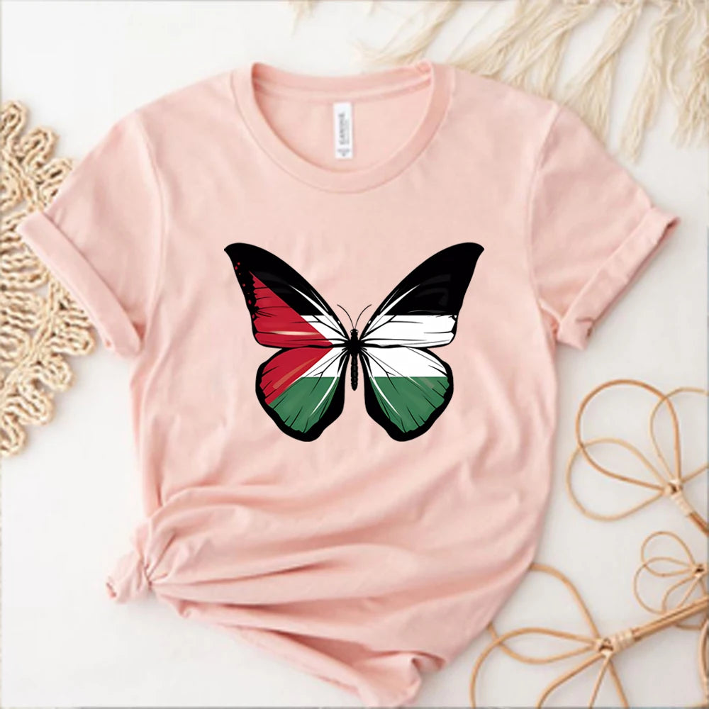 Vintage Butterfly Palestine Graphic T Shirt Activist Shirt This Is Not A Watermelon Merch Unisex Trendy Short Sleeve Human Rights