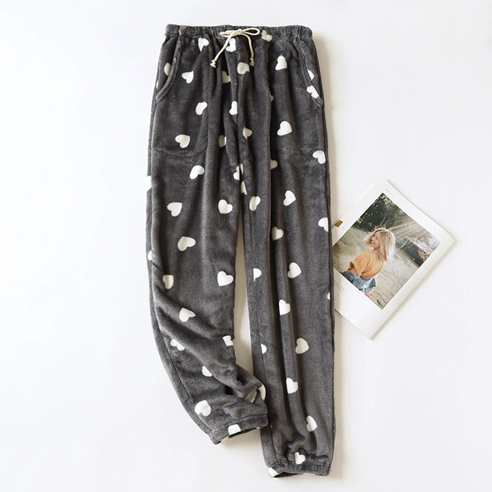 Female Winter Sleepwear Casual Home Pants Thicken Warm Women'S Trousers Flannel Pants Pajama Bottoms Coral Fleece Lounge Wear