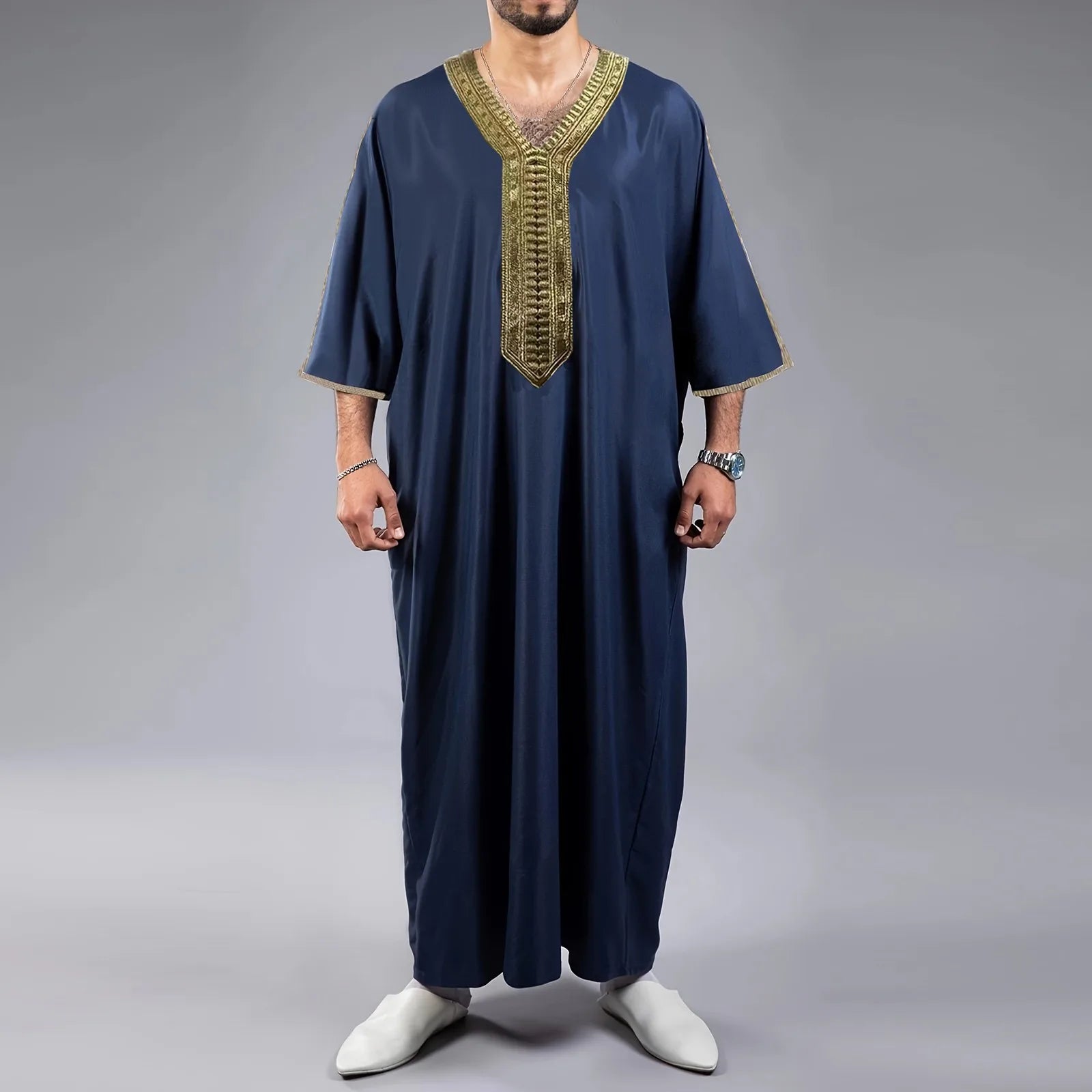 Men's Long Sleeve Embroidered Long Shirt premium Loose Clothing Arabian