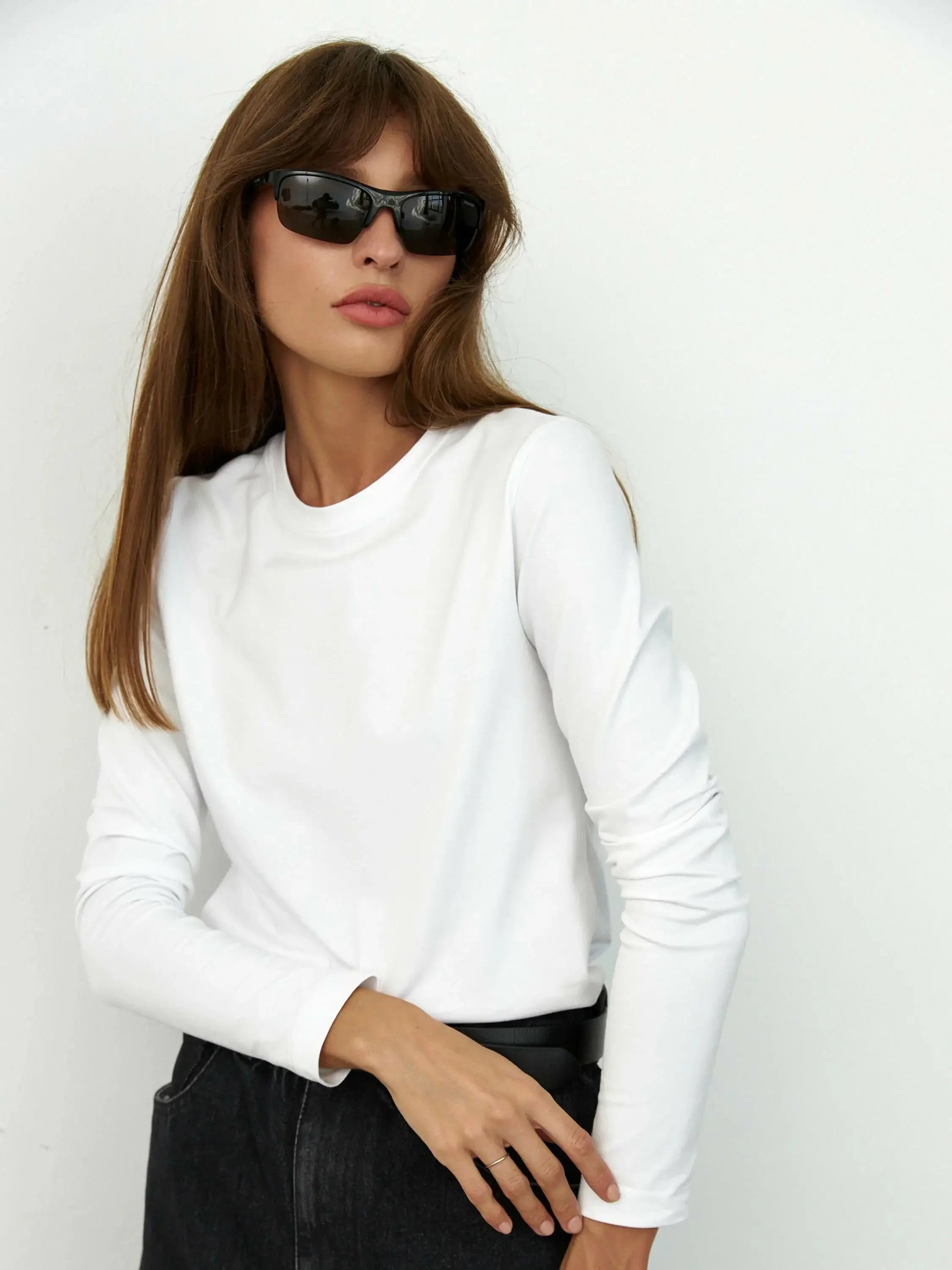 Wolfeel Women's Spring Autumn 100% Cotton T-shirt  Long Sleeve Loose Tops Shirts