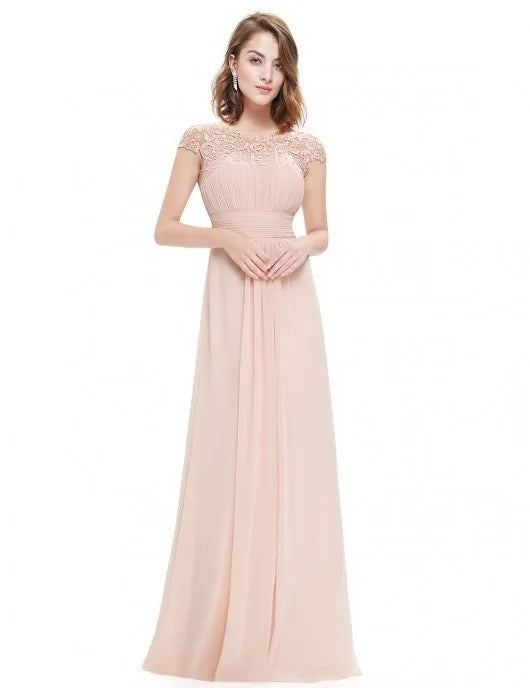 Wedding Dress Women Round Neck Short Sleeve High Waist Evening Long Dresses Lace Floral Gown Party Elegant Vestidos 2025