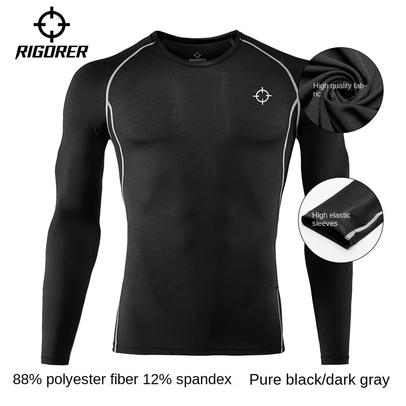 RIGORER Tight Elastic Clothing Autumn And Winter Gym t-shirt man Sportswear Long Sleeve Compression Clothing Training t shirt