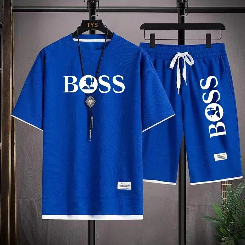 Men's luxury sportswear set casual fitness T-shirt and shorts 2-piece set with short sleeves summer 2025