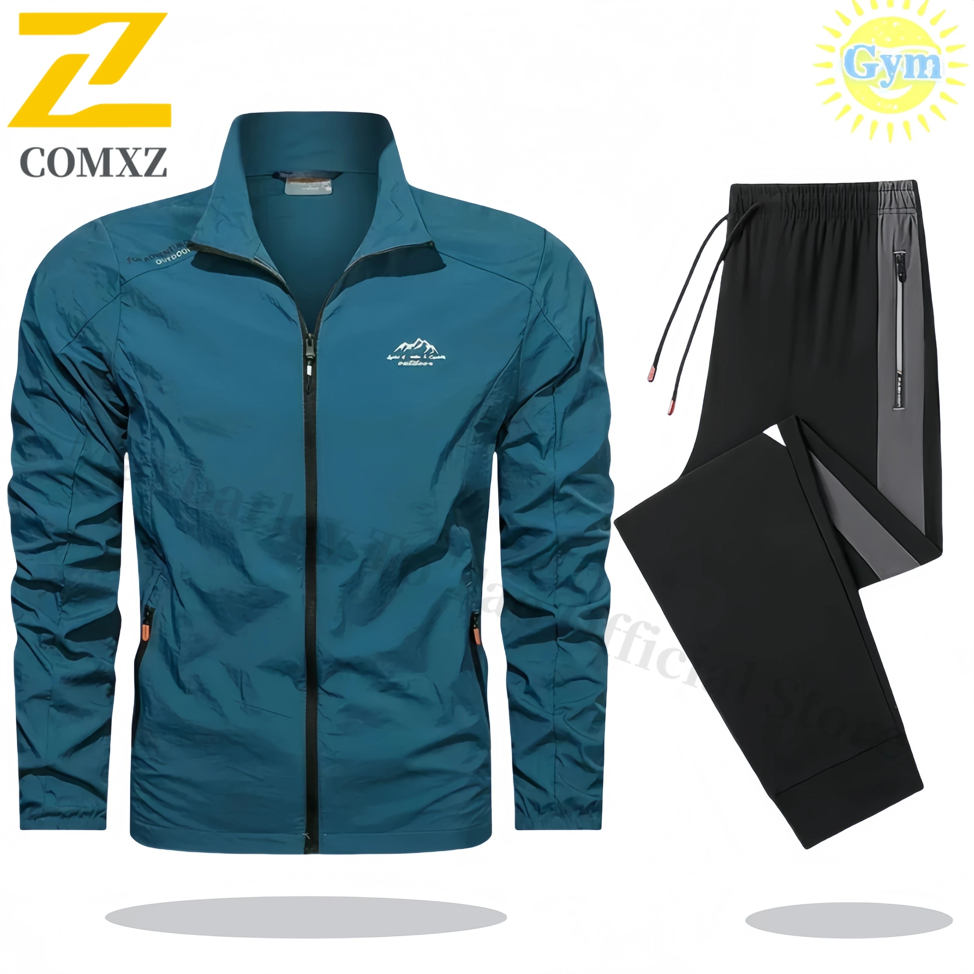 2025 Men's Sportswear Spring Summer Tracksuit 2 Piece Sets Sports Suit Sun Jacket+Pant Running Set Male Gym Exercise Clothing
