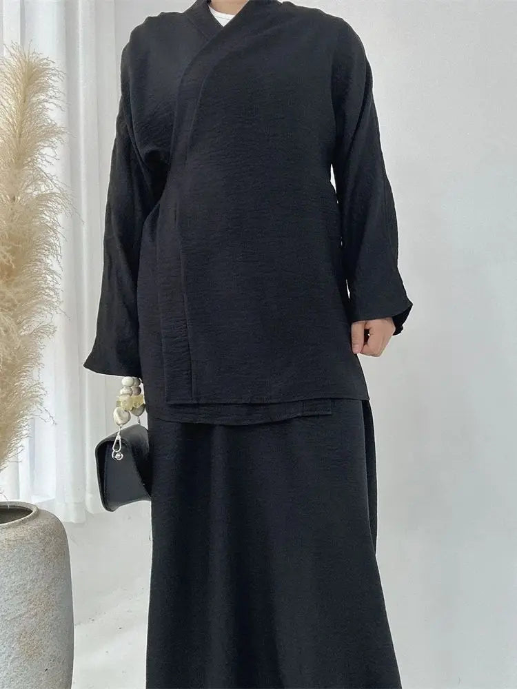 2 Piece Abaya Set Tops Skirt Sets Abayas For Women Robe