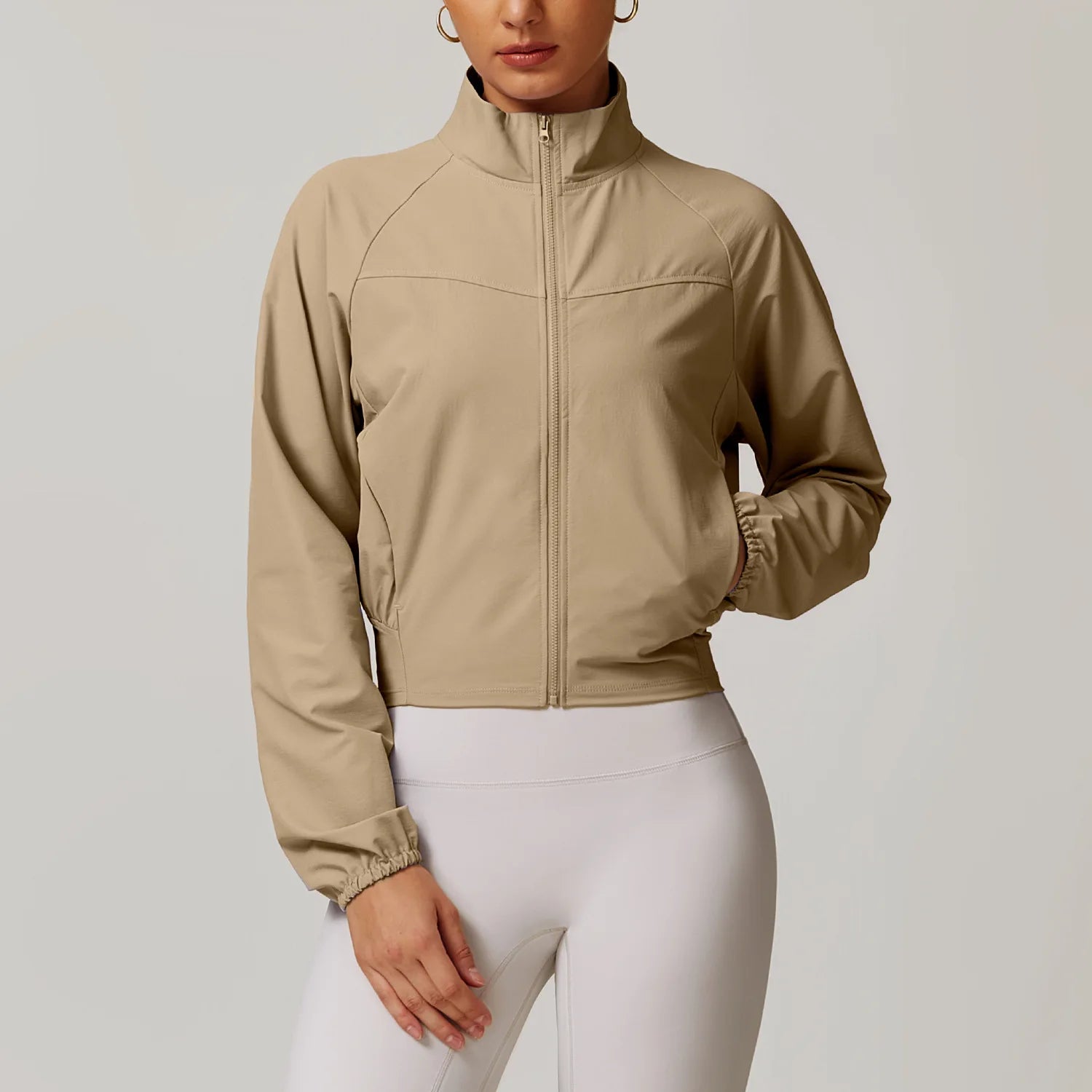 Women's Jacket Long Sleeved Outdoor Fitness Coat Yoga Crop Tops Gym Clothes Sports Tops Jacket
