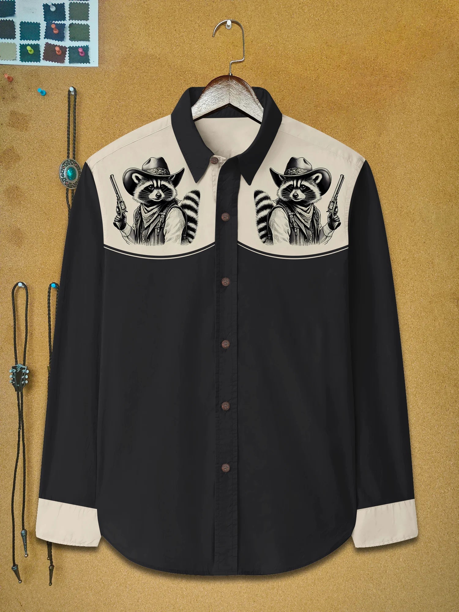 Men's Collar Printed Top Camisa Manga Larga Hombre
