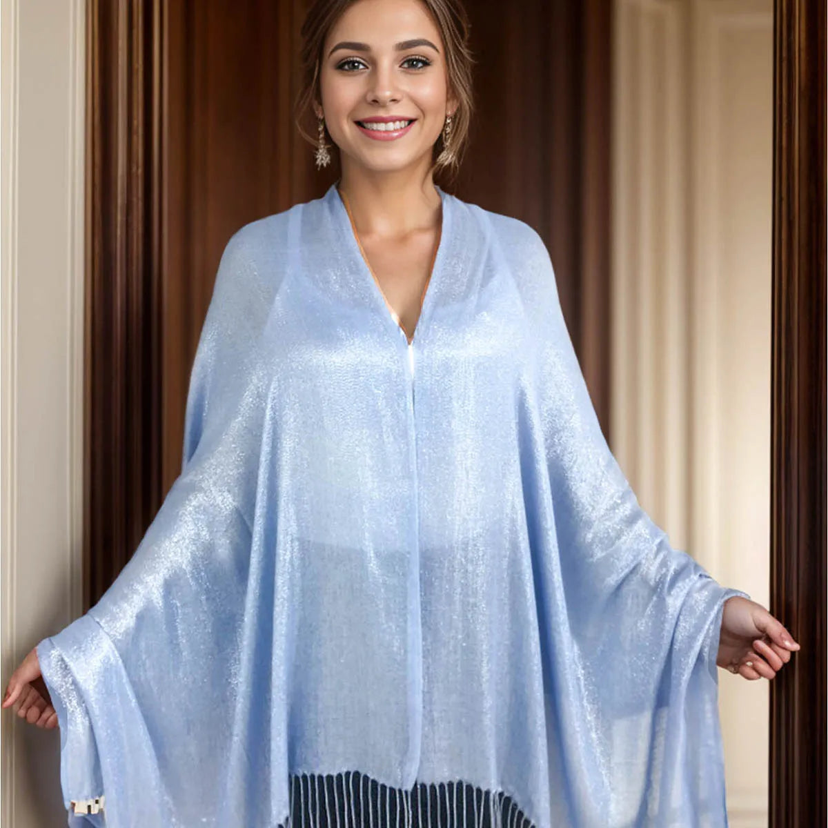 Women's shawl Winter /summer female flow Sue silver silk dance dinner party scarf