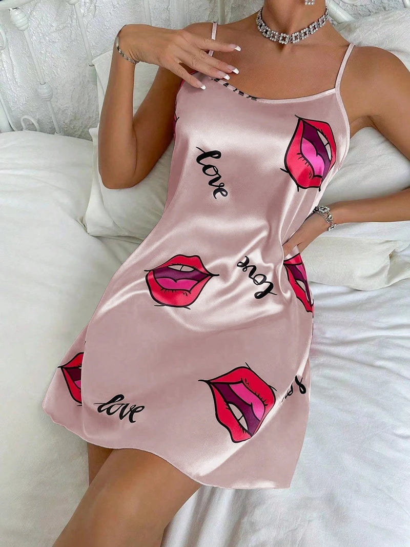 Women's  Floral Print Nightdress  Spaghetti Strap Sleepwear