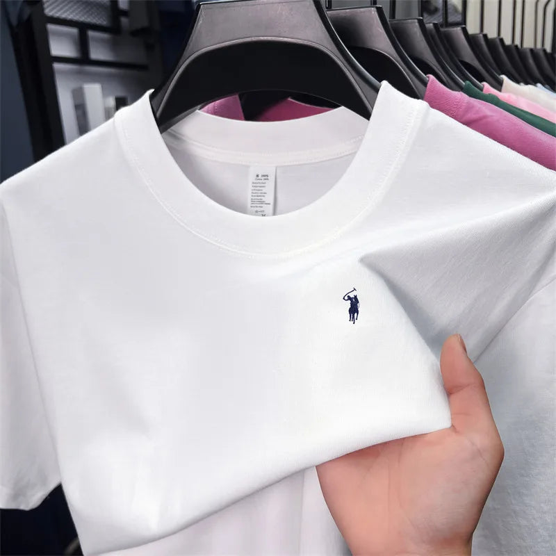100% cotton men's short-sleeved T-shirt, fashionable brand Paul Boni printed summer new high-end comfortable casual round-neck t