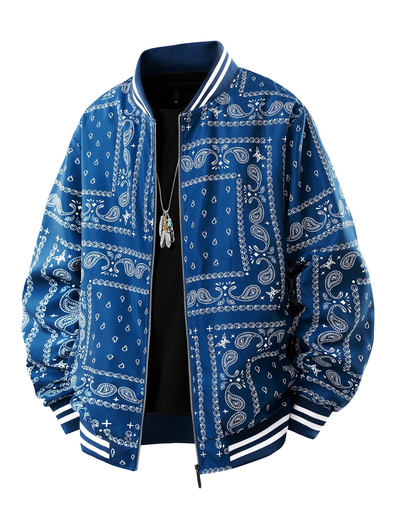Mens Oversized Jacket Retro Jacquard Painting  Loose Vintage Coats Man Outerwear