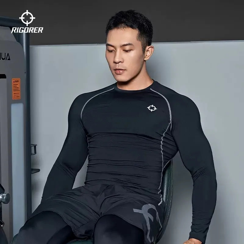 RIGORER Tight Elastic Clothing Autumn And Winter Gym t-shirt man Sportswear Long Sleeve Compression Clothing Training t shirt