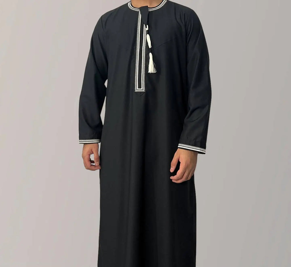 Men's Fashion  2 PC  Abayas Dress O Neck Long Sleeve Pullover Kaftan Clothing Robe