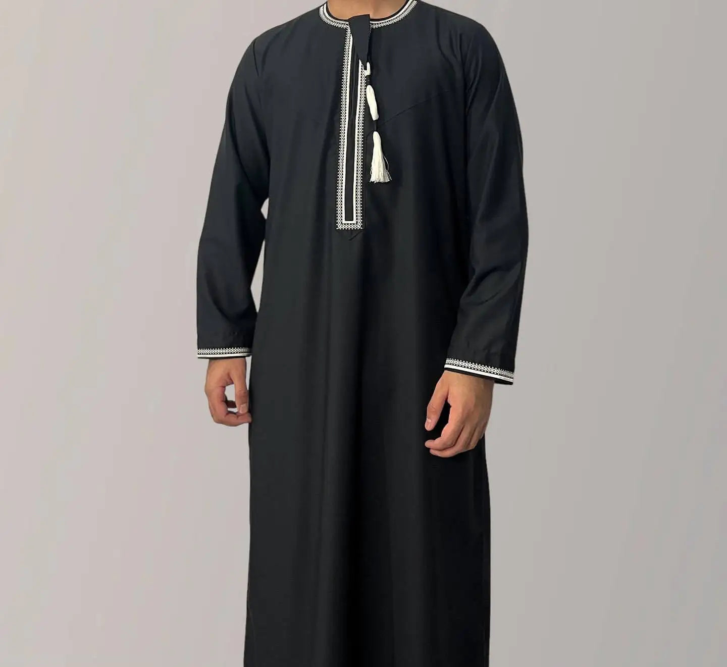 Men's Fashion  2 PC  Abayas Dress O Neck Long Sleeve Pullover Kaftan Clothing Robe